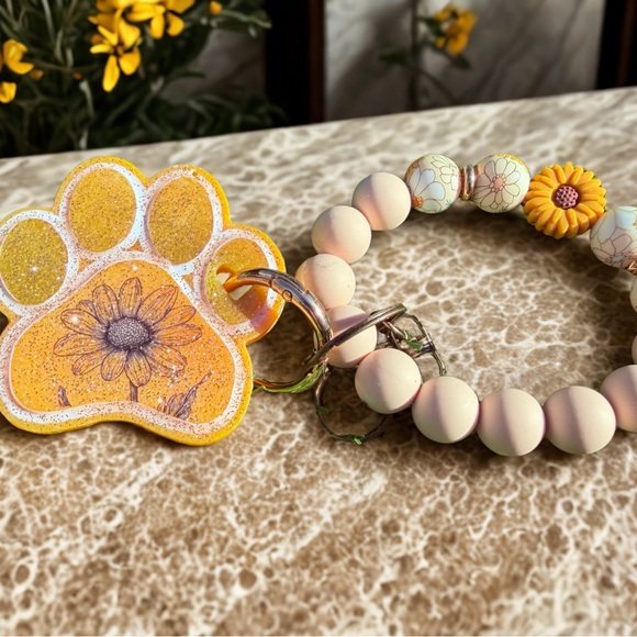 Floral Yellow Key & Card Holder - Picture 3 of 6